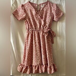 Girls Sz 5T Bella Rose Color Printed Tie-Waist Dress